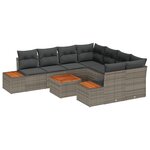 Ensemble de Canapés de Jardin de 9 Pièces avec Oreillers Gris Rattan Synthétique Acacia