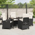 vidaXL Ensemble de salle à manger de jardin 5 pièces avec coussins en rattan poly noir