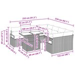 Ensemble de Canapé de Jardin vidaXL 9 Pièces avec Coussins Gris Clair en Rattan Poly