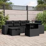 vidaXL Salon de jardin 7 Pièces avec coussins noir résine tressée
