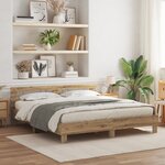 vidaXL Cadre de lit en bois d'ingénierie Chêne d'artisan 180 x 200 cm