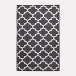 Tapis extérieur terrasse réversible - Tapis de jardin imperméable et résistant UV - Nola - Noir- 120x180 cm - HOMESCAPES