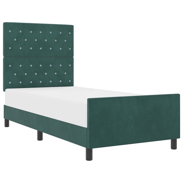 Cadre de lit vidaXL Vert foncé 90x200 cm Velours