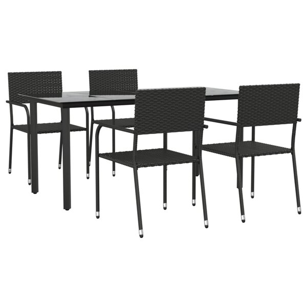 vidaXL Ensemble à manger de jardin 5 Pièces noir résine tressée et acier