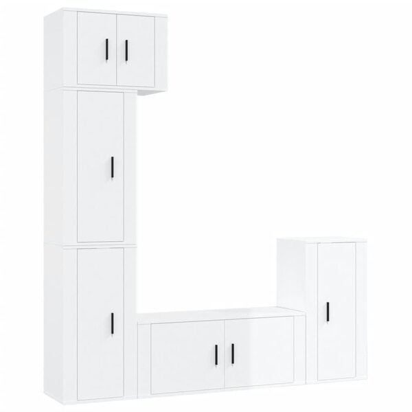 vidaXL Ensemble de meubles TV 5 Pièces Blanc brillant Bois d'ingénierie