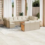vidaXL Salon de jardin avec coussins 14 Pièces beige résine tressée
