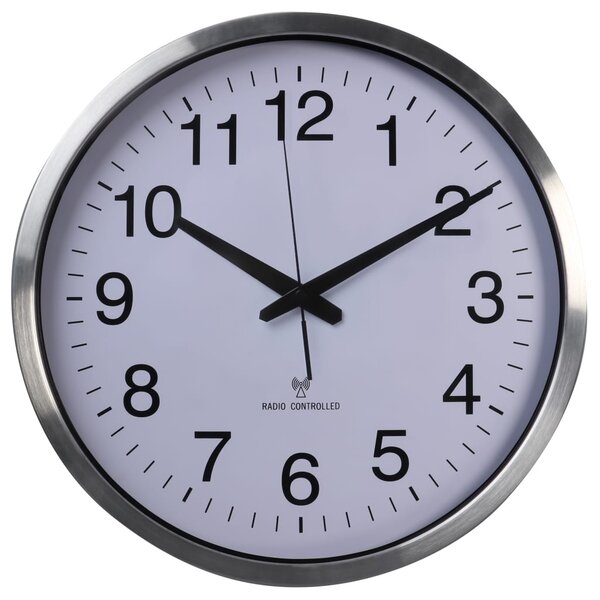Perel horloge murale 50 cm blanc et argenté