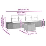 vidaXL Canapé de jardin 5 pièces avec coussins Gris Poly Rattan Acacia