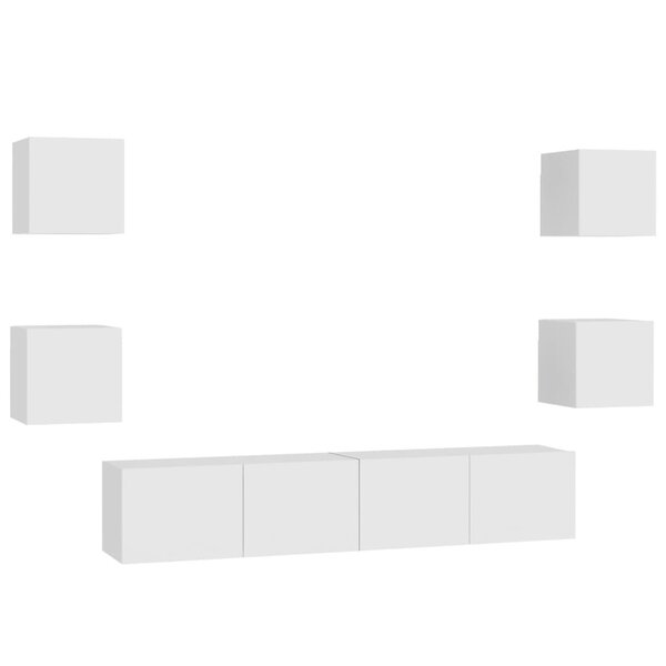 vidaXL Ensemble de meubles TV 6 Pièces Blanc Bois d'ingénierie