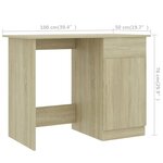 Bureau table poste de travail meuble d'ordinateur informatique étude chêne sonoma 100 x 50 x 76 cm bois d’ingénierie brun 02_0023634