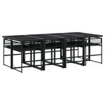vidaXL Ensemble à manger de jardin 9Pièces coussins noir résine tressée
