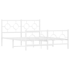 vidaXL Cadre de lit métal avec tête de lit/pied de lit blanc 135x190cm
