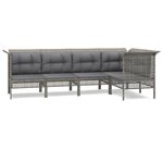 vidaXL Salon de jardin 5 Pièces avec coussins Gris Résine tressée