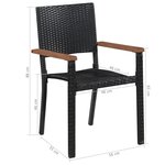vidaXL Ensemble à manger d'extérieur 7Pièces Résine tressée acacia Noir