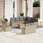 vidaXL Salon de jardin avec coussins 12 Pièces beige résine tressée