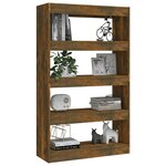 vidaXL Bibliothèque/Séparateur de pièce Chêne fumé Bois d'ingénierie