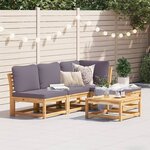 vidaXL Salon de jardin avec coussins 5 Pièces Bois d'acacia solide