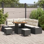 Set de Canapés de Jardin de 8 Pièces avec Coussins Noir Poly Rattan