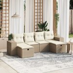vidaXL Salon de jardin avec coussins 6 Pièces beige résine tressée