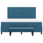 vidaXL Lit à ressorts avec matelas et banc bleu foncé 180x200 cm en velours