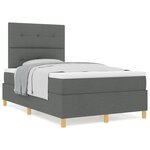 vidaXL Lit à ressorts avec matelas gris foncé petit double en tissu