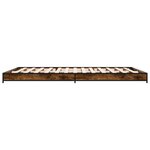 vidaXL Cadre de lit chêne fumé 135x190 cm bois d'ingénierie et métal