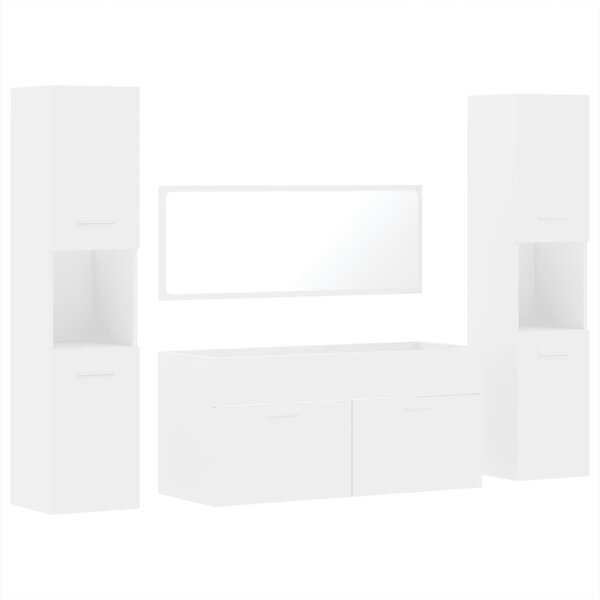 vidaXL Ensemble de meubles salle de bain 4 Pièces blanc bois d'ingénierie