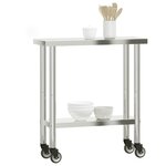 vidaXL Table de travail de cuisine avec roues 82 5x30x85 cm inox