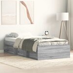 vidaXL Cadre de lit sans matelas sonoma gris 75x190 cm