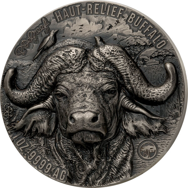 WATER BUFFALO Big Five Mauquoy 1 Once Argent Monnaie 1000 Francs Ivory Coast 2024