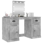 vidaXL Coiffeuse avec LED gris béton 130x50x132 5 cm