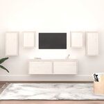 vidaXL Meubles TV 6 Pièces Blanc Bois massif de pin