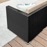 Salon de jardin extérieur ensemble de mobilier surface tressée en pe tissé à la main canapé d’angle avec coussins dessus de table en verre noir et taupe 12_0001652