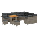 Ensemble de Canapé de Jardin de 12 pièces avec Coussins Gris Rattan Poly Acacia