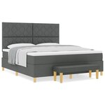 vidaXL Lit à ressorts avec matelas et banc gris foncé 180x200 cm en tissu
