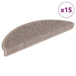 vidaXL Tapis d'escalier autocollants 15 Pièces 56x17x3 cm Beige foncé