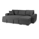 Canapé d'angle convertible réversible 4 places - Tissu gris - 244 x 151 x 90 - HAMILTON