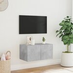 vidaXL Meuble TV mural avec lumières LED gris béton 60x35x31 cm