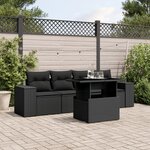 vidaXL Salon de jardin 5 Pièces avec coussins noir résine tressée