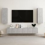 vidaXL Ensemble de meubles TV 5 Pièces Gris béton Bois d'ingénierie