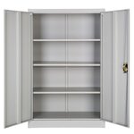 Armoire de bureau verrouillable dotée de 3 étagères meuble 4 niveaux gris 08_0000381