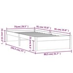 vidaXL Cadre de lit Marron miel Bois massif 75x190 cm Petit simple