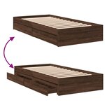 vidaXL Cadre de lit à tiroirs chêne marron 90x190 cm bois d'ingénierie