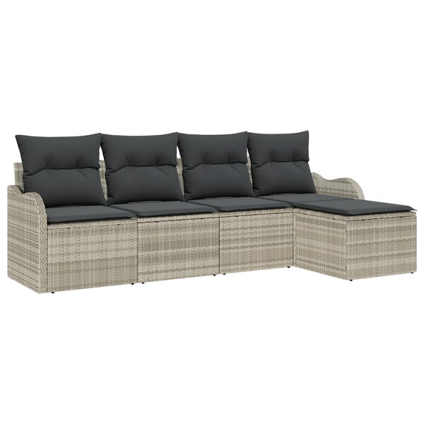 Set de Canapés de Jardin vidaXL 5 Pièces avec Coussins Gris Clair Rattan Poly