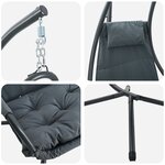 vidaXL Chaise Suspendue avec Support et Coussin Anthracite Acier