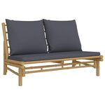 vidaXL Salon de jardin 4 Pièces avec coussins gris foncé bambou
