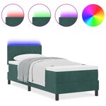 Lit Box Spring vidaXL avec Matelas & LED Vert Foncé 80x200 cm Velours
