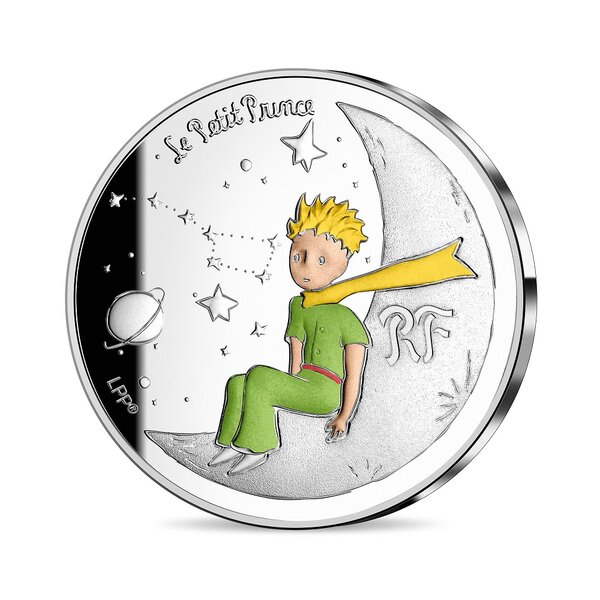 Pièce de monnaie 10 euro France 2021 argent BE – Le Petit Prince (assis sur la lune)