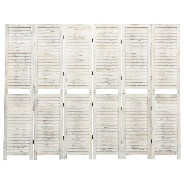 vidaXL Cloison de séparation 6 panneaux Blanc antique 215x166 cm Bois