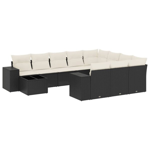 vidaXL Salon de jardin 11 Pièces avec coussins noir résine tressée